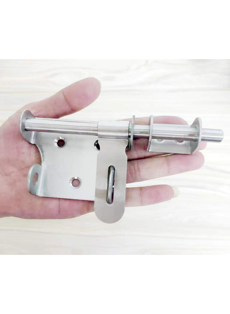 Sliding Bolt Gate Latch,Stainless Steel Latch Bolt Door Latch Lock, Bolt with Padlock ,Safety Clasp  Barrel Bolt Sliding Latches,Stainless Steel Brushed Finish ﻿ - Image 3